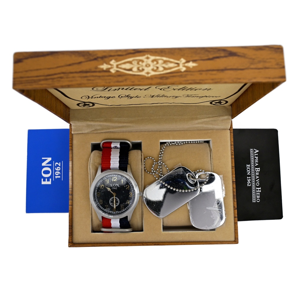 EON Vintage Military Style Swiss Quartz Wrist 41mm Watch Alpha Bravo Hero